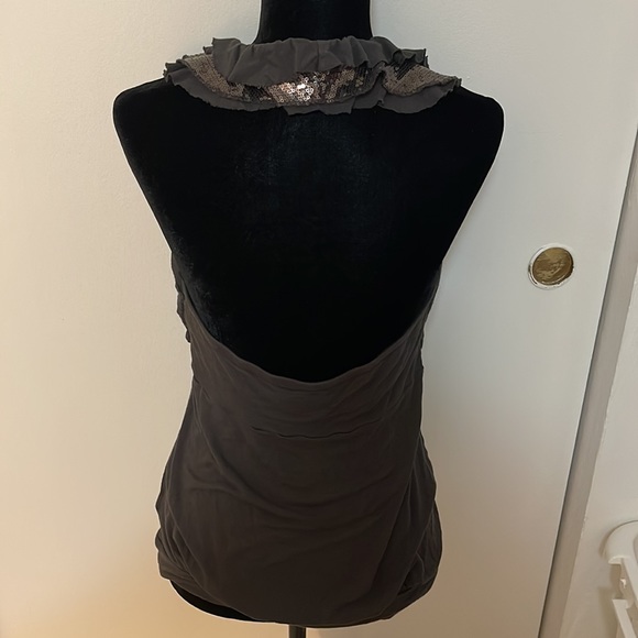 EXPRESS | Women’s Charcoal Ruffled Bling Halter Top Size Large - Picture 3 of 5